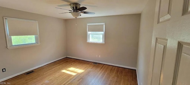 49 Church St, Poquoson, VA 23662 - unfurnished room featuring baseboards, ceiling fan, and wood finished floors