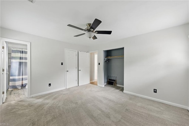 725 Forest Trl, Virginia Beach, VA 23452 - unfurnished bedroom featuring carpet floors, baseboards, ensuite bathroom, and ceiling fan