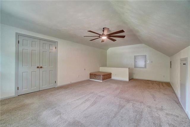 1305 Oak Ridge Dr, Chesapeake, VA 23322 - additional living space featuring ceiling fan, carpet flooring, vaulted ceiling, and baseboards