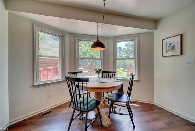 1305 Oak Ridge Dr, Chesapeake, VA 23322 - dining room featuring dark wood finished floors, plenty of natural light, and baseboards