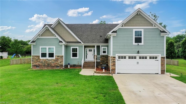121 Algonquin Trl, Shawboro, NC 27973 - craftsman inspired home with an attached garage, driveway, and stone siding