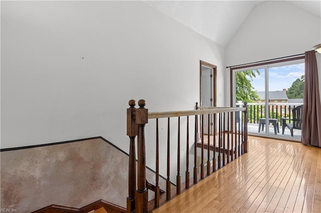 2740 Duckwood Ct, Suffolk, VA 23435 - stairway featuring hardwood / wood-style floors and high vaulted ceiling