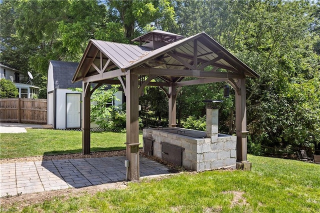 2740 Duckwood Ct, Suffolk, VA 23435 - view of patio featuring a gazebo, a storage shed, and an outbuilding
