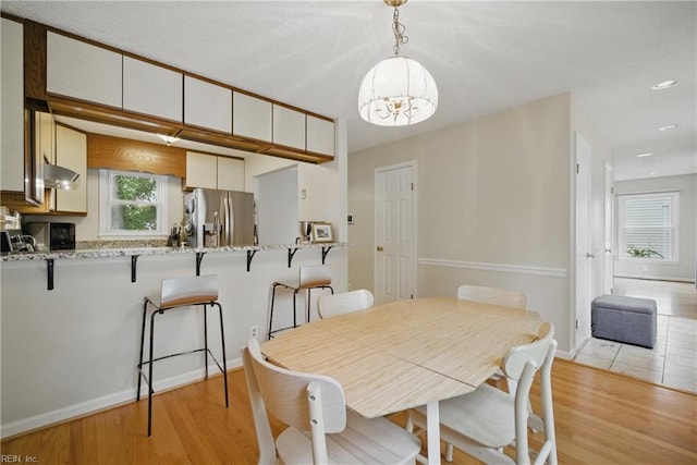 411 Rhode Island Ave, Norfolk, VA 23508 - dining area with a chandelier, light wood-style floors, recessed lighting, and baseboards