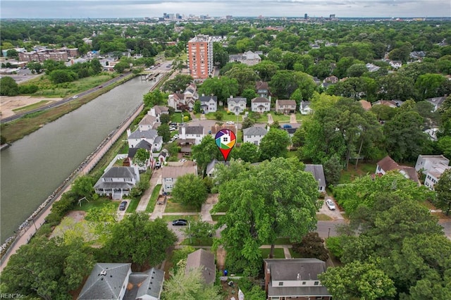 411 Rhode Island Ave, Norfolk, VA 23508 - aerial overview of property's location featuring nearby suburban area and a large body of water