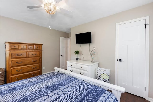216 Stubbs Dr, Chesapeake, VA 23323 - bedroom with dark wood-style flooring and ceiling fan