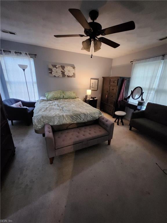 515 Burton St, Hampton, VA 23666 - bedroom featuring multiple windows, carpet flooring, and a ceiling fan