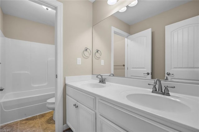 3217 Meanley Dr, Chesapeake, VA 23323 - bathroom featuring double vanity, toilet, and shower / tub combination