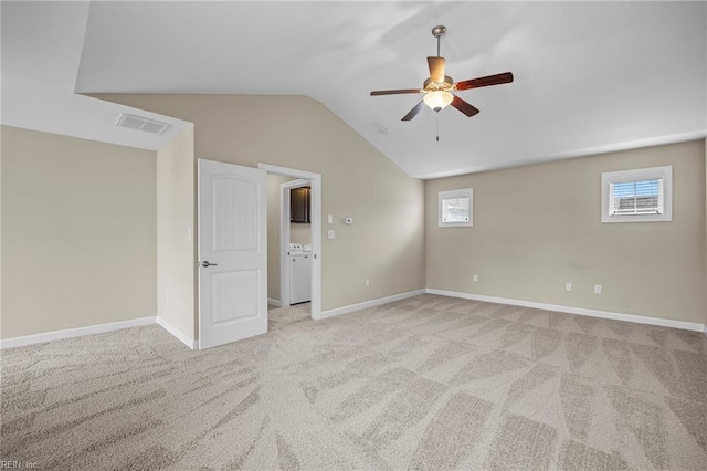 3217 Meanley Dr, Chesapeake, VA 23323 - unfurnished bedroom with carpet floors, lofted ceiling, baseboards, and a ceiling fan