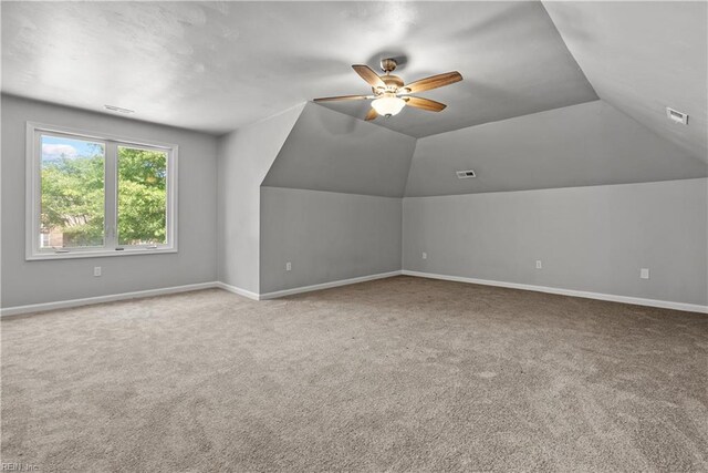 2300 Perez Way, Virginia Beach, VA 23456 - additional living space with carpet floors, a ceiling fan, baseboards, and lofted ceiling