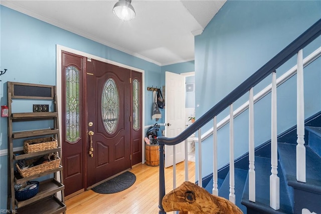 4769 Marlborough Dr, Virginia Beach, VA 23464 - foyer featuring hardwood / wood-style flooring, stairway, and ornamental molding