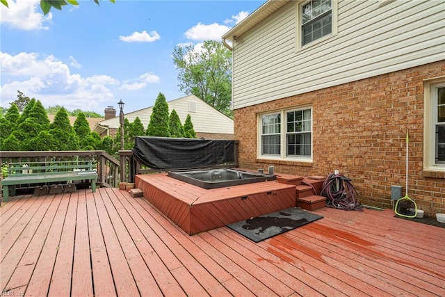 4769 Marlborough Dr, Virginia Beach, VA 23464 - wooden deck with an outdoor hot tub