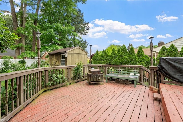 4769 Marlborough Dr, Virginia Beach, VA 23464 - wooden terrace featuring an outdoor structure and a shed