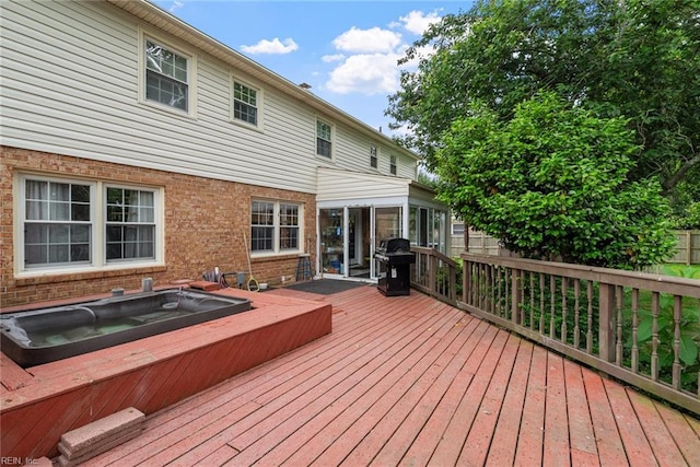 4769 Marlborough Dr, Virginia Beach, VA 23464 - wooden deck featuring an outdoor hot tub, a grill, and fence