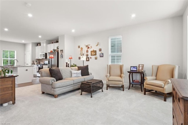 109 Big Woods Dr, Poquoson, VA 23662 - living room featuring recessed lighting and light carpet