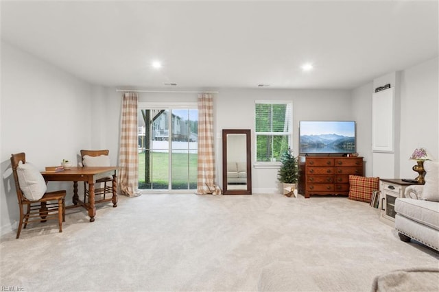109 Big Woods Dr, Poquoson, VA 23662 - carpeted living area featuring baseboards and recessed lighting