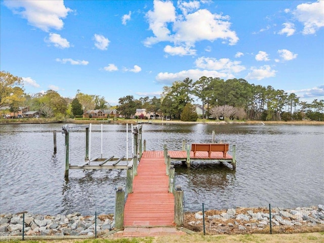 dock area featuring a water view
