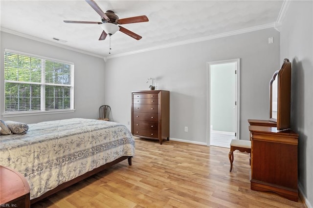 2777 Livingston Loop, Virginia Beach, VA 23456 - bedroom with light wood finished floors, ornamental molding, baseboards, and ceiling fan