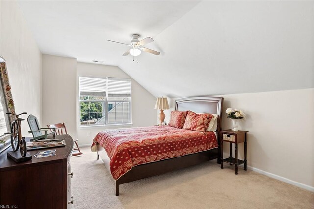 2777 Livingston Loop, Virginia Beach, VA 23456 - bedroom featuring carpet, vaulted ceiling, baseboards, and a ceiling fan