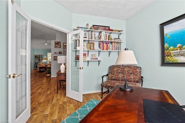 2777 Livingston Loop, Virginia Beach, VA 23456 - sitting room with french doors, wood finished floors, and ceiling fan