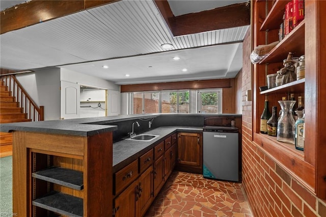 1508 Reynard Rd, Suffolk, VA 23433 - kitchen featuring a sink, open shelves, refrigerator, and recessed lighting