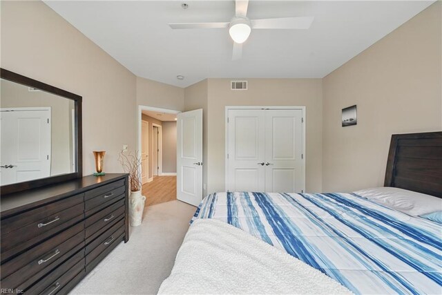 4250 Granby St Unit 106, Norfolk, VA 23504 - bedroom with a closet, light colored carpet, and a ceiling fan