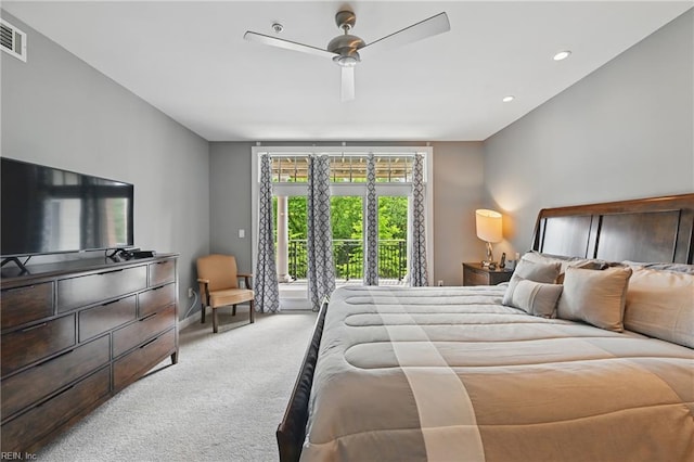 4250 Granby St Unit 106, Norfolk, VA 23504 - bedroom with light carpet, ceiling fan, and recessed lighting