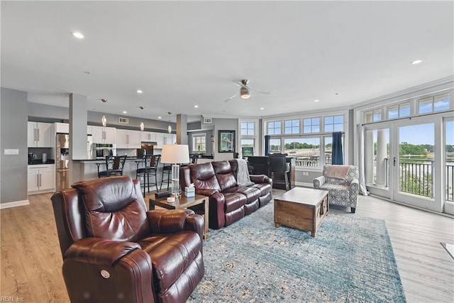 4250 Granby St Unit 106, Norfolk, VA 23504 - living area featuring ceiling fan, recessed lighting, light wood-style flooring, and baseboards