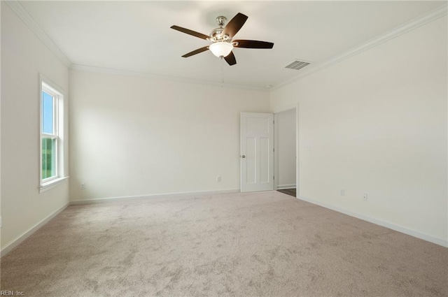 104 Pailin Creek Rd, Elizabeth City, NC 27909 - carpeted empty room featuring ornamental molding, a ceiling fan, and baseboards