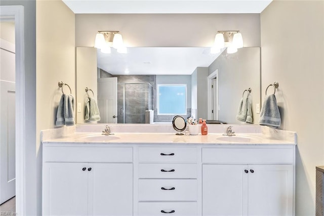 3820 Whites Lndg, Chesapeake, VA 23321 - bathroom featuring a shower stall and double vanity