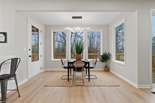 1755 Jason Ave, Norfolk, VA 23509 - dining room featuring light wood finished floors, a chandelier, healthy amount of natural light, and baseboards