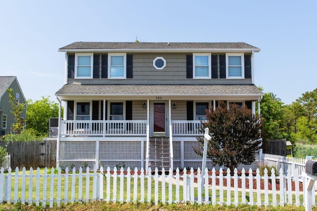 125 Messick Rd, Poquoson, VA 23662 - view of front of house with covered porch, a front lawn, and a shingled roof