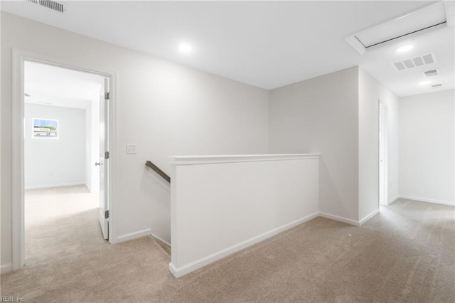 3127 Lens Ave, Norfolk, VA 23509 - corridor with an upstairs landing, carpet flooring, baseboards, and recessed lighting
