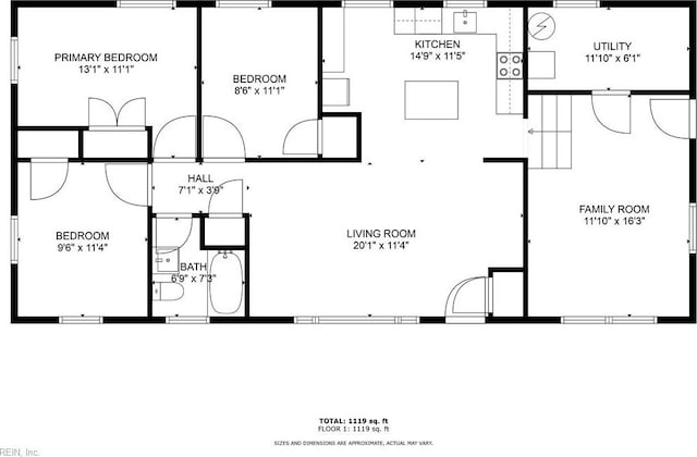 9 Prince George Dr, Hampton, VA 23669 - room layout