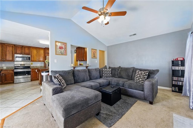 6701 Burbage Landing Cir, Suffolk, VA 23435 - living room featuring lofted ceiling and a ceiling fan