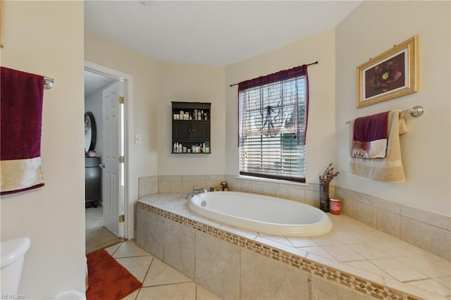 6701 Burbage Landing Cir, Suffolk, VA 23435 - bathroom with a bath, tile patterned floors, and toilet