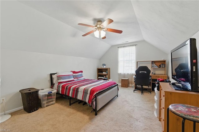 6701 Burbage Landing Cir, Suffolk, VA 23435 - bedroom featuring lofted ceiling, light colored carpet, an office area, and a ceiling fan