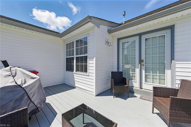 6701 Burbage Landing Cir, Suffolk, VA 23435 - wooden deck with french doors