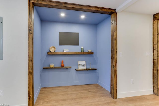 1413 Elm Ave, Portsmouth, VA 23704 - bar with light wood-style flooring, recessed lighting, and baseboards