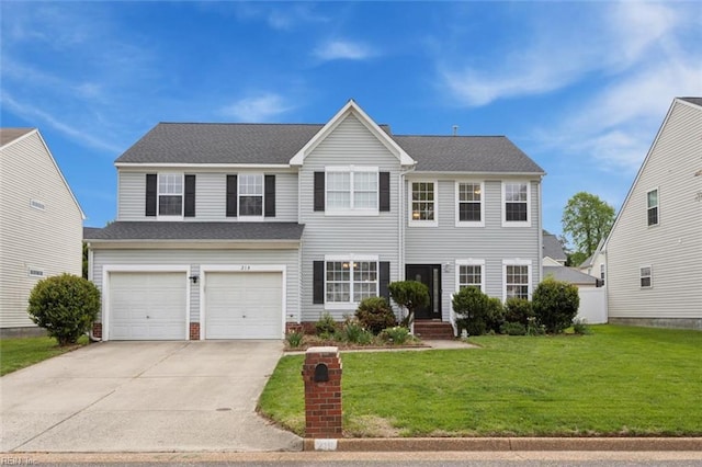 218 Woodburne Ln, Newport News, VA 23602 - view of front of home featuring driveway, a front lawn, and an attached garage