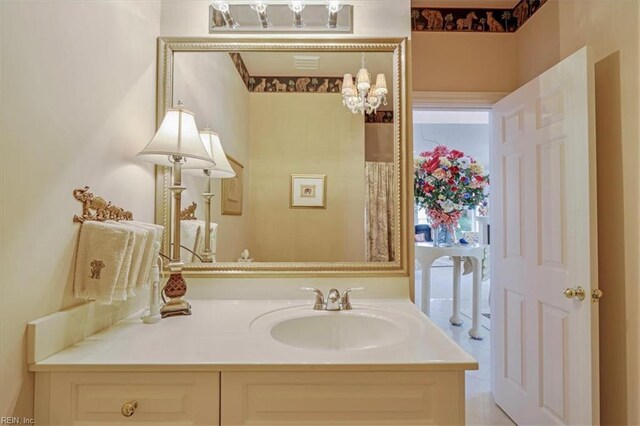 433 Croatan Rd, Virginia Beach, VA 23451 - bathroom with vanity and a chandelier