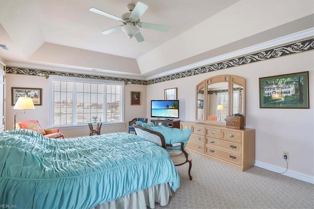 433 Croatan Rd, Virginia Beach, VA 23451 - carpeted bedroom with a raised ceiling, baseboards, and a ceiling fan