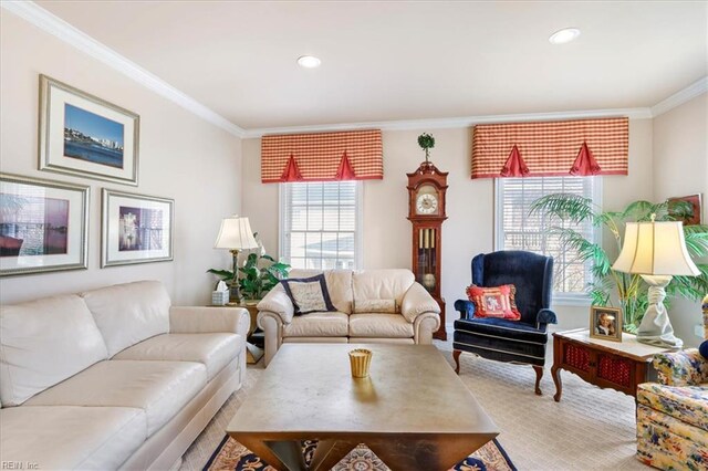 433 Croatan Rd, Virginia Beach, VA 23451 - living room with ornamental molding, plenty of natural light, and recessed lighting