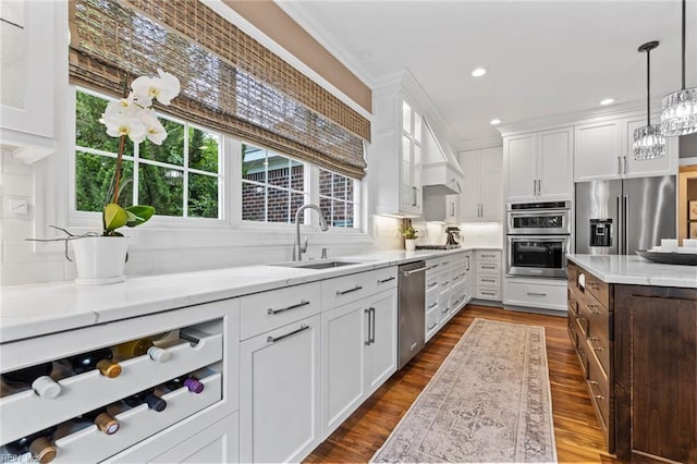 1704 Lower Church Ct, Virginia Beach, VA 23455 - kitchen featuring a sink, stainless steel appliances, white cabinets, decorative backsplash, and recessed lighting