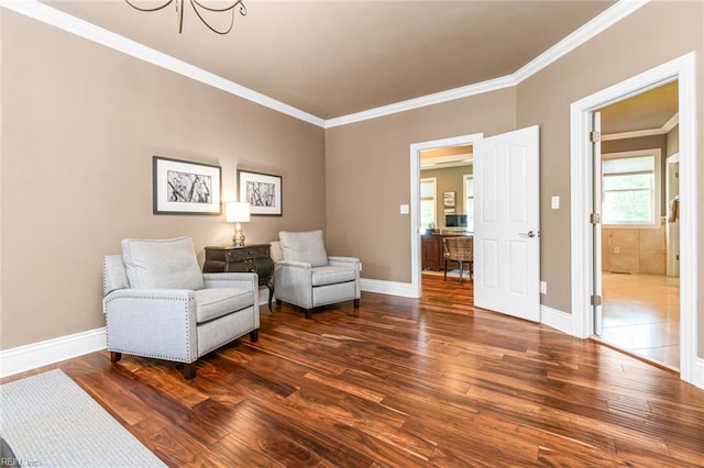 1704 Lower Church Ct, Virginia Beach, VA 23455 - sitting room featuring wood finished floors, crown molding, baseboards, and a chandelier