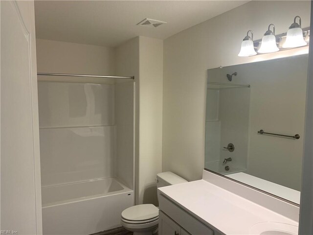 100 Corcoran Ln, Suffolk, VA 23434 - bathroom featuring toilet, vanity, and shower / bath combination