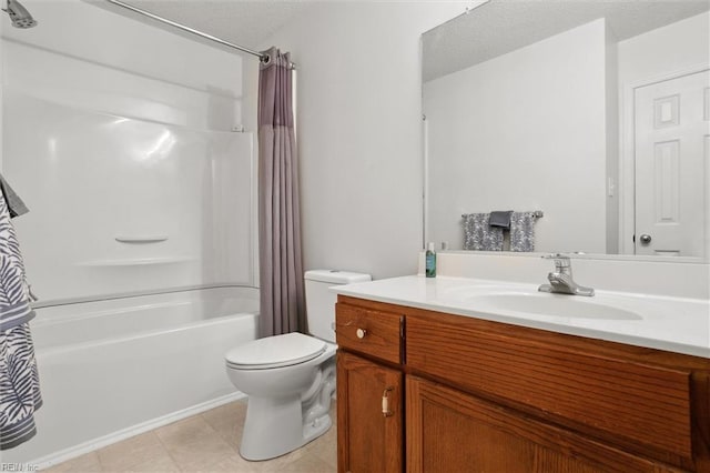 114 Gnarled Oak Ln, Yorktown, VA 23692 - bathroom featuring toilet, vanity, shower / bath combination with curtain, and tile patterned floors