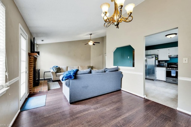 1909 Falling Sun Cir, Virginia Beach, VA 23454 - living room featuring light wood-style flooring, ceiling fan, a chandelier, and baseboards