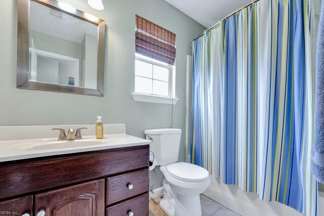1909 Falling Sun Cir, Virginia Beach, VA 23454 - bathroom with vanity, toilet, shower / bath combo with shower curtain, and tile patterned floors