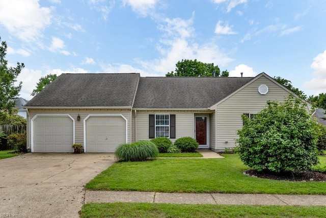 1909 Falling Sun Cir, Virginia Beach, VA 23454 - view of front of home with an attached garage, concrete driveway, a front lawn, and roof with shingles